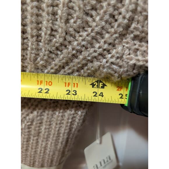 NEW! A.N.A. Womens Beige Oatmeal Marled Cable Knit V-Neck Sweater Size S - Picture 6 of 8